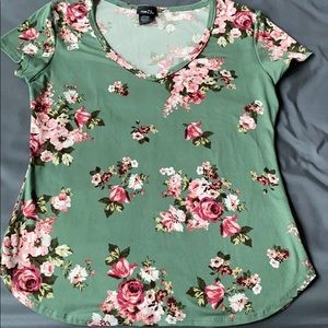 Rue 21 Camo green floral shirt